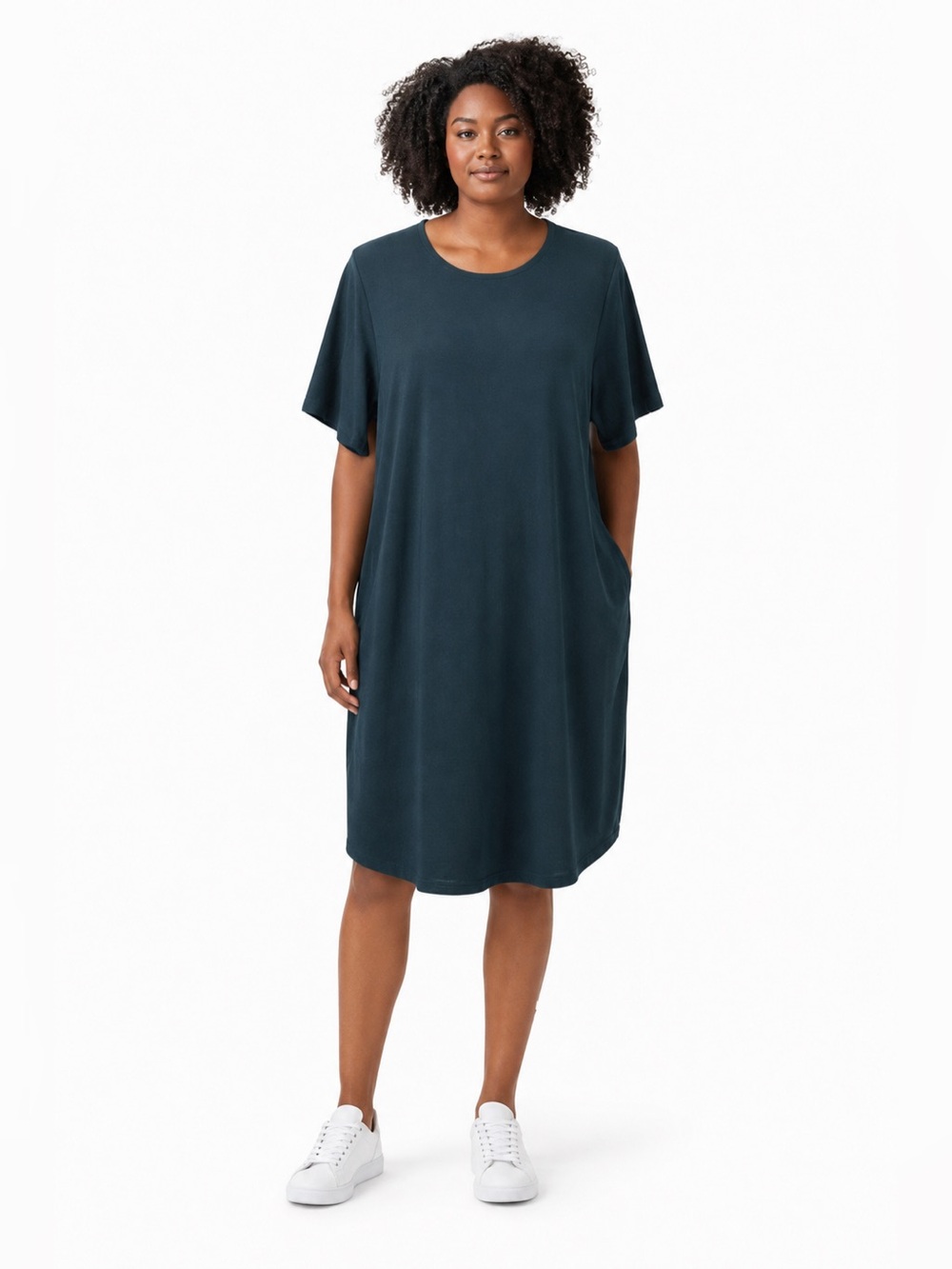 Universal Standard Halie Pocket T-Shirt Dress In Deep Sea Size Small 14-16